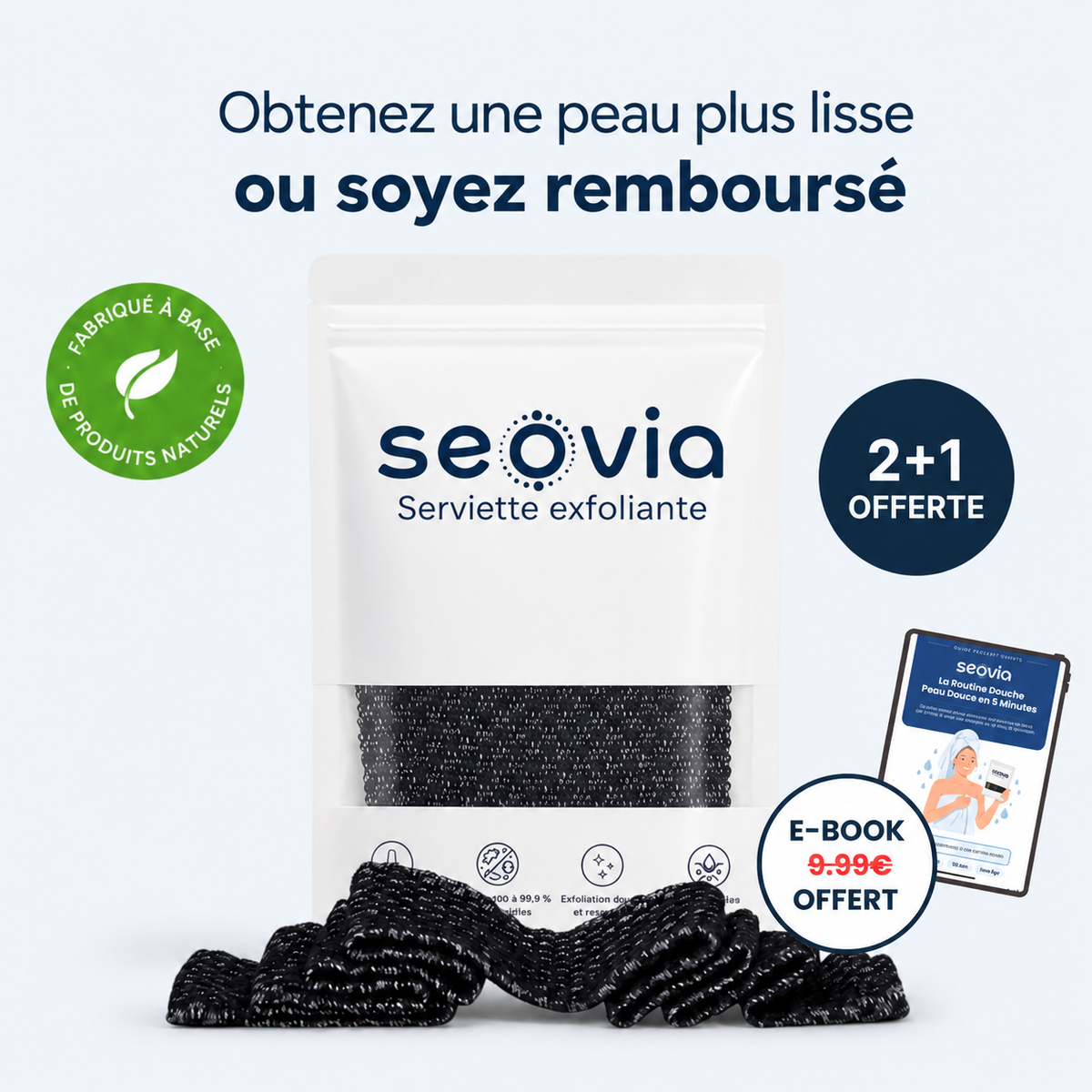Serviette de douche exfoliante